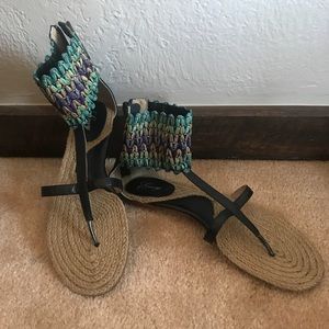 Mojo Black Sandals - Multi-color ZigZag - by Envy!